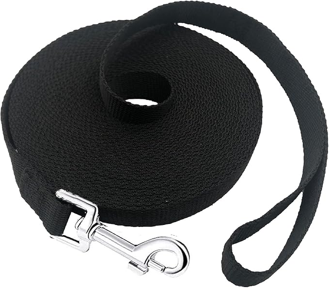 PETGOGO 15ft 20ft 30ft 40ft 50ft Long Dog/Puppy Lead Obedience Recall Training Dog Leashes for Small Medium Dogs Camping, Training, Play, or Backyard (Black, 1" x 20FT)