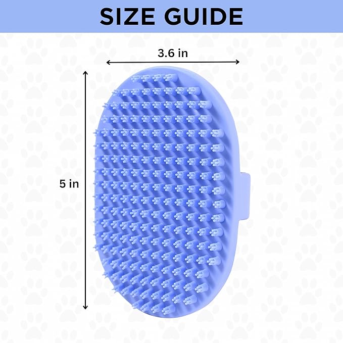 Dog Grooming Bath Brush, Pet Rubber Brush For Shower Scrubbing & Soothing Massage, Ideal for Long & Short Haired Dogs and Cats, Essential Puppy Grooming Accessories, Short Pins [We Love Doodles]