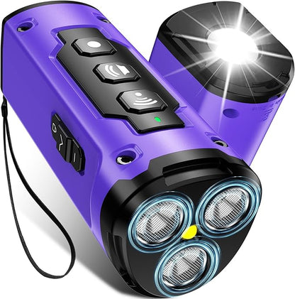 JTJTXL 1-Touch Dog Bark Deterrent Devices with 3 Sonic Heads,Portable 50ft Range Anti Barking Device for Dogs,Rechargeable & Safe Dog Training Tool with Flashlight,Helps Improve Dog's Behavior Purple