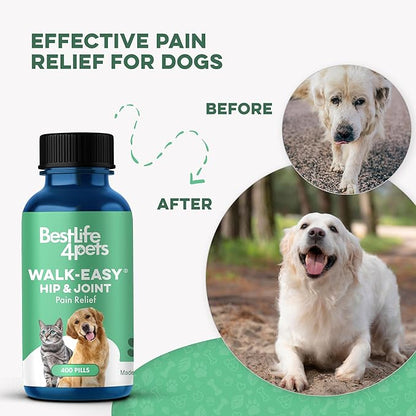 Walk-Easy Dog Hip & Joint Supplement, Effective Dog Pain Relief and Anti-Inflammatory Supplement for Mobility, Canine Joint Pain Relief, ACL Tears, Limping, Knee and Back Aches, Easy to Give 2 Pack