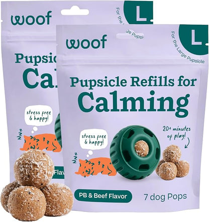 WOOF Pupsicle Refill Pops for Calming - Long-Lasting Refills for The Pupsicle Toy to Promote Calm - Calming Dog Treats - Magnesium for Dogs- Large Pops - 7 Count - 2 Pack