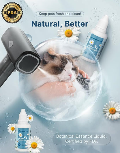 WOWOOF PET Pet Steam Brush for Dog & Cat with 3 Waterless Shampoo, Bath Shower Comb for Shedding & Grooming & Massaging Water Spray Brush for Long & Short Haired Pets Spritz Defur Comb