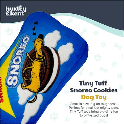 Huxley & Kent Funny Dog Toy w/Squeaker – Power Plush Squeaky Dog Toys for Small Dogs – Durable Small Stuffed Animal for Indoor Play & Fetch - Tiny Tuff Snoreo Cookies