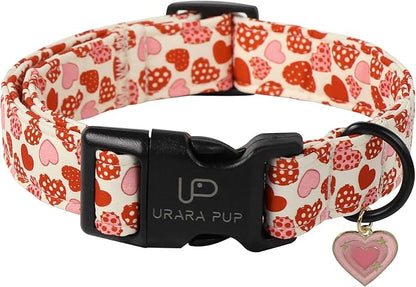 Valentine’s Dog Collar, Red Heart Dog Collar with Quick Release, Sweet Valentine’s Gift Pet Girl Boy Dog Collar for Puppy Small Medium Dogs, Wedding Dog Collar