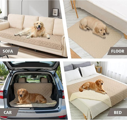 Ameritex Pet Bed Cover Dog Bed Blanket for Sofa and Furniture Waterproof New Pattern Design (68x82 Inch, Beige)