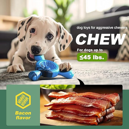 Indestructible Chew Toy for Aggressive Chewers – Tough Nylon Dog Toy for Teething Small Breeds, Durable Puppy Bone for Teeth Cleaning & Boredom Relief, Ideal Dog Birthday Gift,Ocean Blue