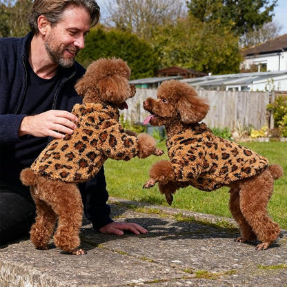 GreenJoy Leopard Print Dog Sweater – Stretchy Fleece Dog Turtleneck Sweatshirt for Puppies & Cats, Soft & Warm Pet Winter Clothes for Small, Medium & Large Dogs (Coffee Brown, Large/X-Large)