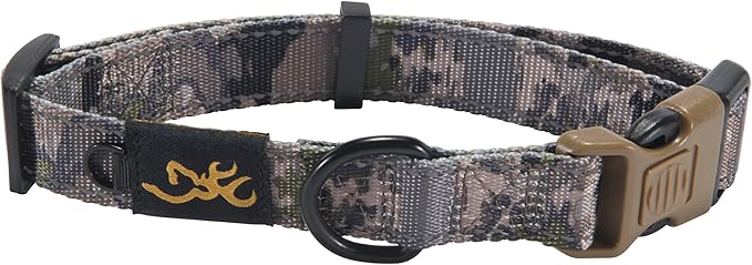 Browning Classic Preformance Webbing Pet Collar, Fully Adjustable, Available in Solid Colors and Camo Patterns, Ovix Camo, Large