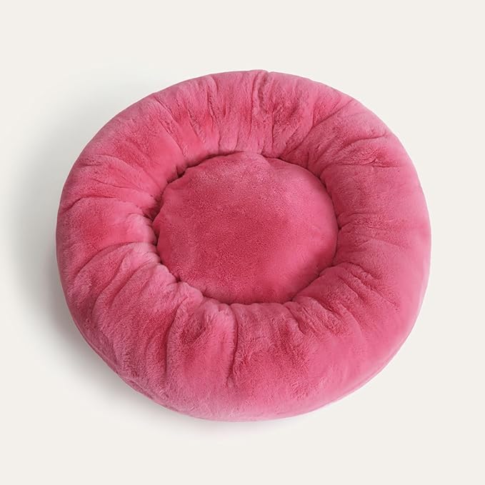 UnHide Floof Pet Bed - Large (35" x 12") - Extra Soft Dog Bed - Removable Faux Fur Cover - Machine Washable - Helps Ease Pet Anxiety & Provides The Perfect Sleep - Pink