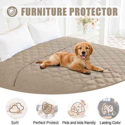 Smiry Waterproof Dog Bed Cover Blanket 52x82, Soft Reversible Pet Blanket, Washable Leakproof Cats Dogs Couch Cover for Sofa, Couch, Furniture, Lattice, Taupe/Taupe