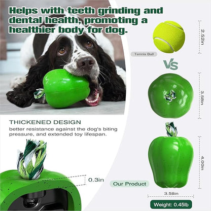 TLKNG Large Size Green Apple Squeaky Dog Toy for Medium/Large Aggressive Chewers Breeds Dogs Durable Bouncy Squeak Ball