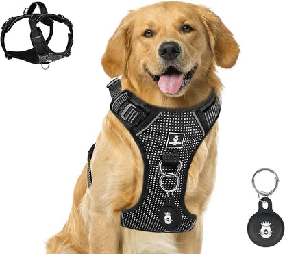 Emperor Pets Black Reflective Dog Harness Small Sized Dog - No Pull Dog Harness with 2 Leash Clips, Premium Oxford Soft Padded Puppy Harness, No Choke Design, Small Dog Harness (S, Black)