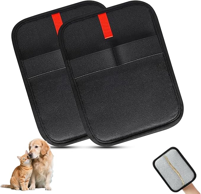 PCYIS Pet Hair Removal Glove,Reusable Electrostatic Pet Hair Remover Glove,Washable Grooming Tool for Cats, Dogs, Furniture, Car Seats, & Carpets(2 Piece)