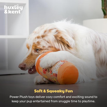 Huxley & Kent Funny Dog Toy w/Squeaker – Fall Power Plush Squeaky Dog Toys for Small, Medium & Large Dogs – Soft Stuffed Animal for Indoor Play & Fetch - Puggin Spice Latte, Large