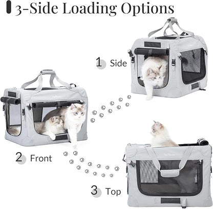 PetMasion Extra Large Cat Carrier for 2 Cats, Soft Pet Car Travel XL Bag for Large Big Cat 20lbs+, for Two Cats Long Trips Ride 24"x16.5"x16.5" with Litter Box