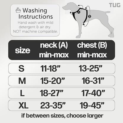 TUG Dog Harness with 2 Leash Connection Points | Adjustable, Padded, Lightweight | Handle on Back | No-Pull Front Clip (Large, Cream)