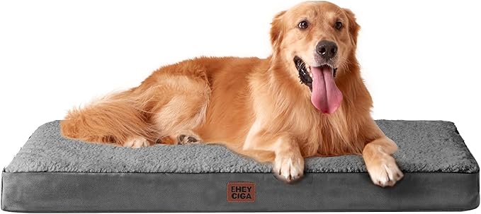 EHEYCIGA Orthopedic Medium XL XXL Dog Beds for Medium Large Extra Large Dogs with Removable Washable Cover for Crate,Grey, 36x27