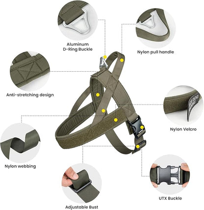 EXCELLENT ELITE SPANKER No Pull Dog Harness Padded Military Patrol Vest Adjustable Nylon Small Service Walking Dog Harness with Handle for Training Running(RGN-M)