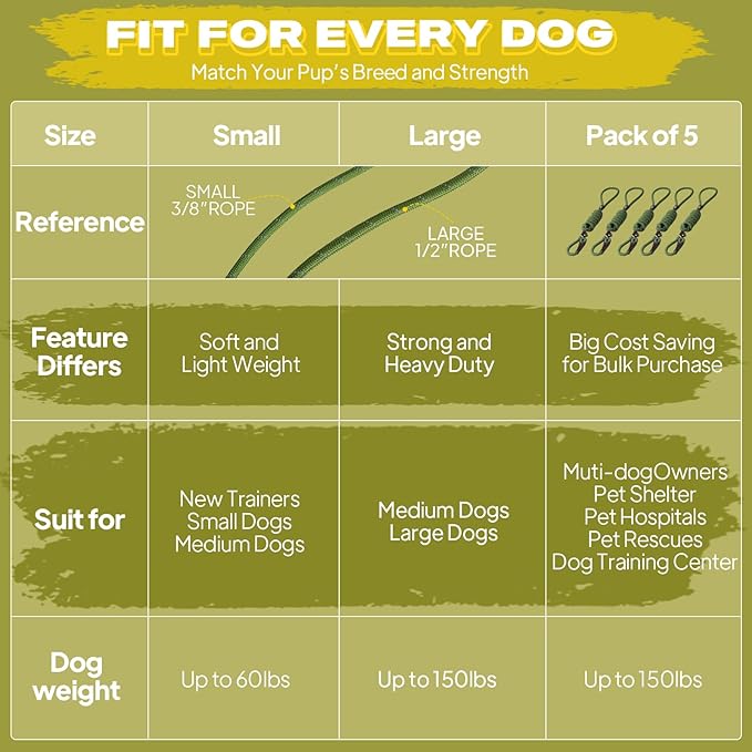 Fida Slip Leads for Dogs, 4 FT x 1/2" Dog Leash Heavy Duty Comfortable Strong Rope Lead for Large, Medium Dogs, No Pull Pet Training Leash with Highly Reflective,Green