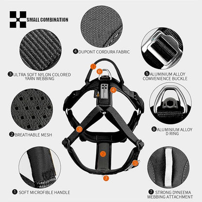 Adjustable Dog Harness with Handle, Padded Comfort,Small, Medium and Large Dogs (Black, M)