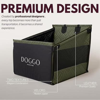 Premium Dog Car Seat & Back Seat – Waterproof & Non-Slip Travel Hammock with Storage Pockets | Secure & Comfortable Pet Seat Cover for Large & Medium Dogs – Fits Cars, SUVs & Trucks (Green)