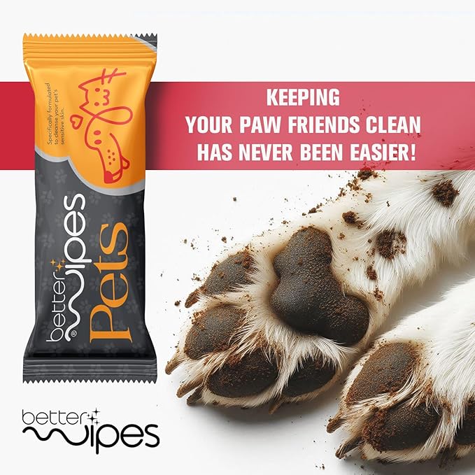 Better Wipes Pets - Extra Thick Pet Wipes for Dogs & Cats | Ultra Soft Dog Wipes for Paws, Face, Ears & Body | Hypoallergenic, Alcohol-Free Cat Wipes | Travel-Friendly Pet Cleaning Wipes | 25 Count
