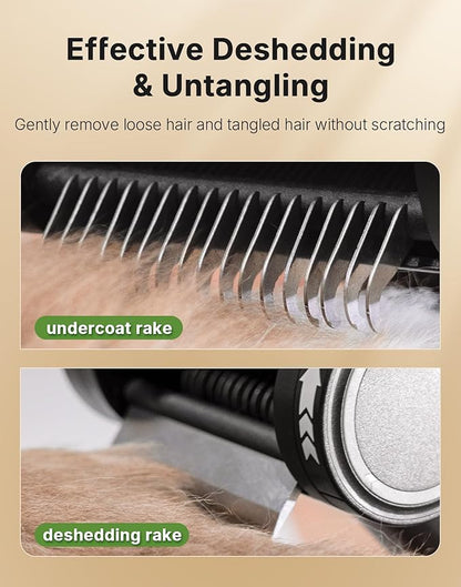 WOWOOF PET 4-in-1 Cat Brush for Shedding, Undercoat Dog Grooming Rake for Deshedding Dematting, Hair Removal Comb Brush for Long & Short Haired Indoor Pets