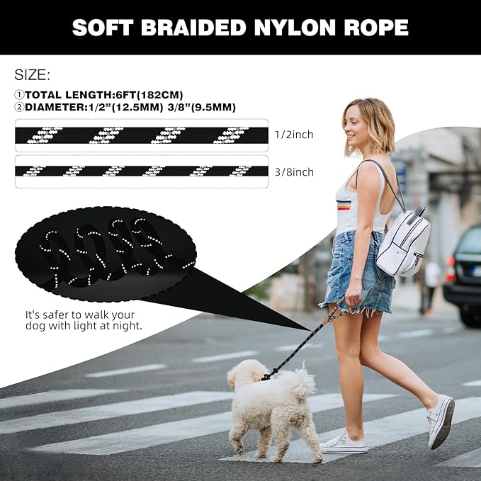 lynxking Slip Lead Dog Leash Reflective, Heavy Duty Comfortable Strong Rope for Large Medium Small Dogs No Pull Pet Training