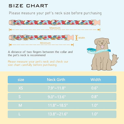 Faygarsle Colorful Pattern Dog Collar for Small Medium Large Dogs Cute Puppy Collars for Female Dogs Floral Dog Collars for Summer Spring Wedding Necklace Girl Dog Collar M