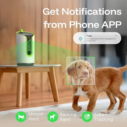 TKENPRO 5MP Ultra HD Pet Camera - Dog Camera with Treat Dispenser, Remote Treat Tossing via Phone App, 360° Auto Tracking & Motion Alerts, 5G&2.4G WiFi for Cats Indoor