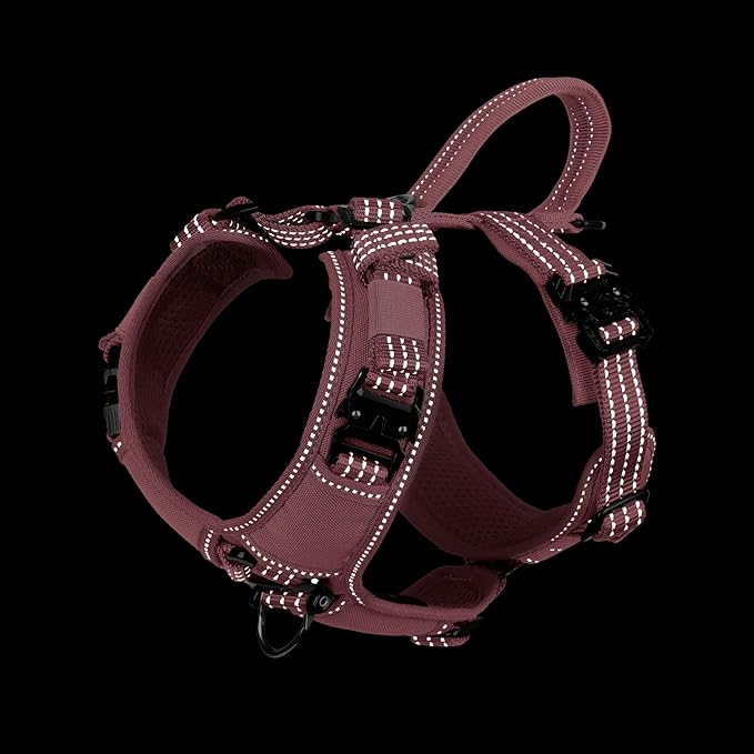 ICEFANG Dog Strap Harness with All-Metal Hardware,for X-Large Sized Dog,K9 Vest,Y-Shape Soft Padding,Adjustable Pet Harness,No-Pull Front Leash Clip (X-Large (Pack of 1), Pink)