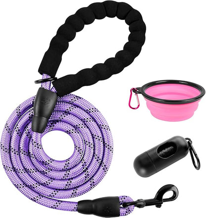 BARKBAY Dog Leashes for Large Dogs Heavy Duty Dog Leash 4/5/6 FT with Comfortable Padded Handle and Highly Reflective Threads for Medium Large Dogs Walking Training Running (6FT-1/2,Violet Purple)