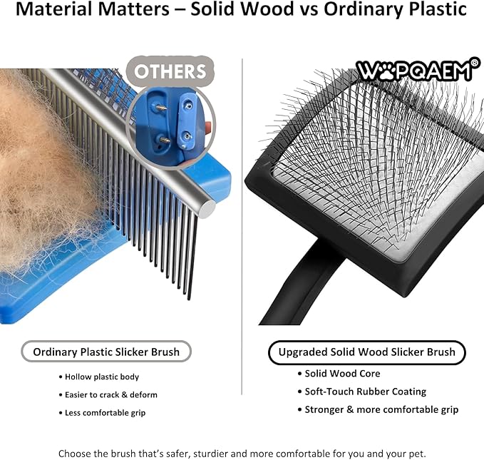 Slicker Brush for Dogs, Large Dog Brush to Long Haired Dogs for Goldendoodles Poodles Doodles Bernedoodles, Long Pin Grooming Kits to Dematting & Reducing Tangles and Fluff, Black