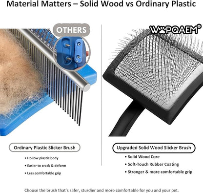 Slicker Brush for Dogs, Large Dog Brush to Long Haired Dogs for Goldendoodles Poodles Doodles Bernedoodles, Long Pin Grooming Kits to Dematting & Reducing Tangles and Fluff, Black