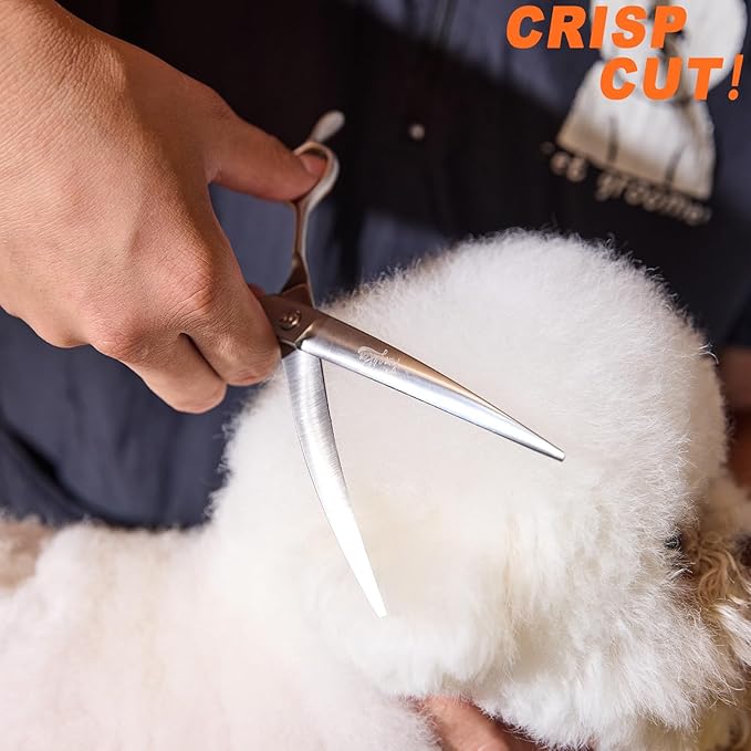 High-end Professional Dog Grooming Curved Scissors Pet Curved Shears 7.5 Inches Extremely Very Sharp Made Of Stainless Steel Alloy By Hand For Dog Cat Groomer