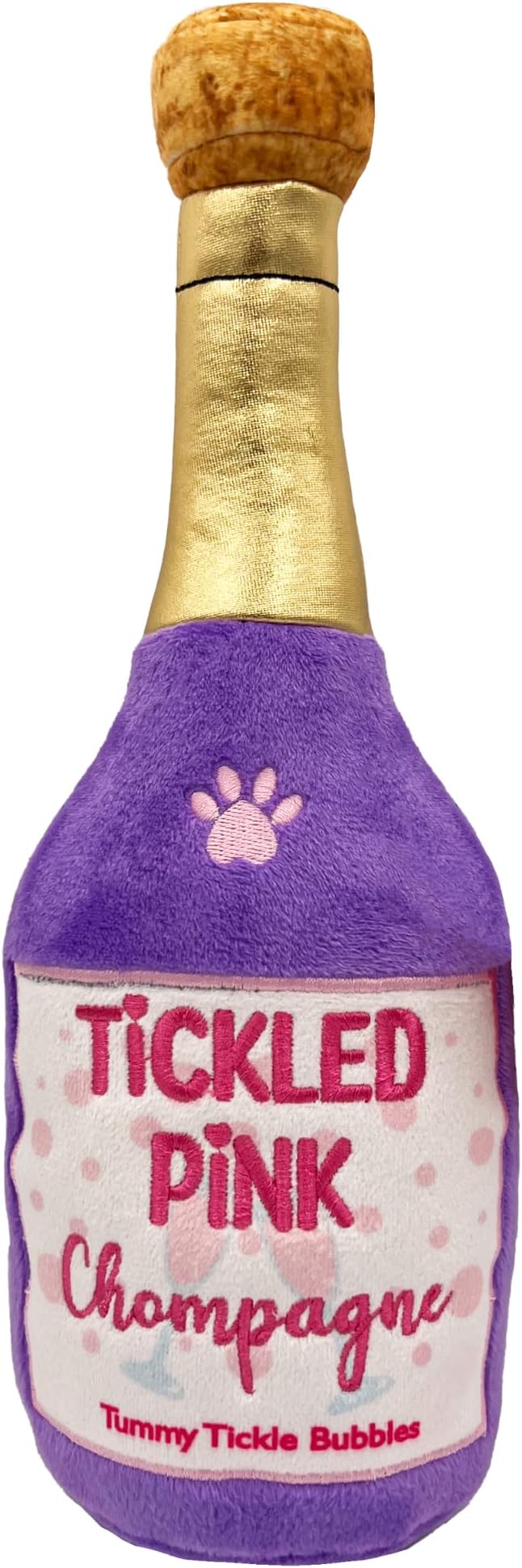 Huxley & Kent Tickled Pink Chompagne Valentine's Day Power Plush Dog Toy with Squeaker (Large) - Funny and Cute H&K Squeaky Toy for Dogs
