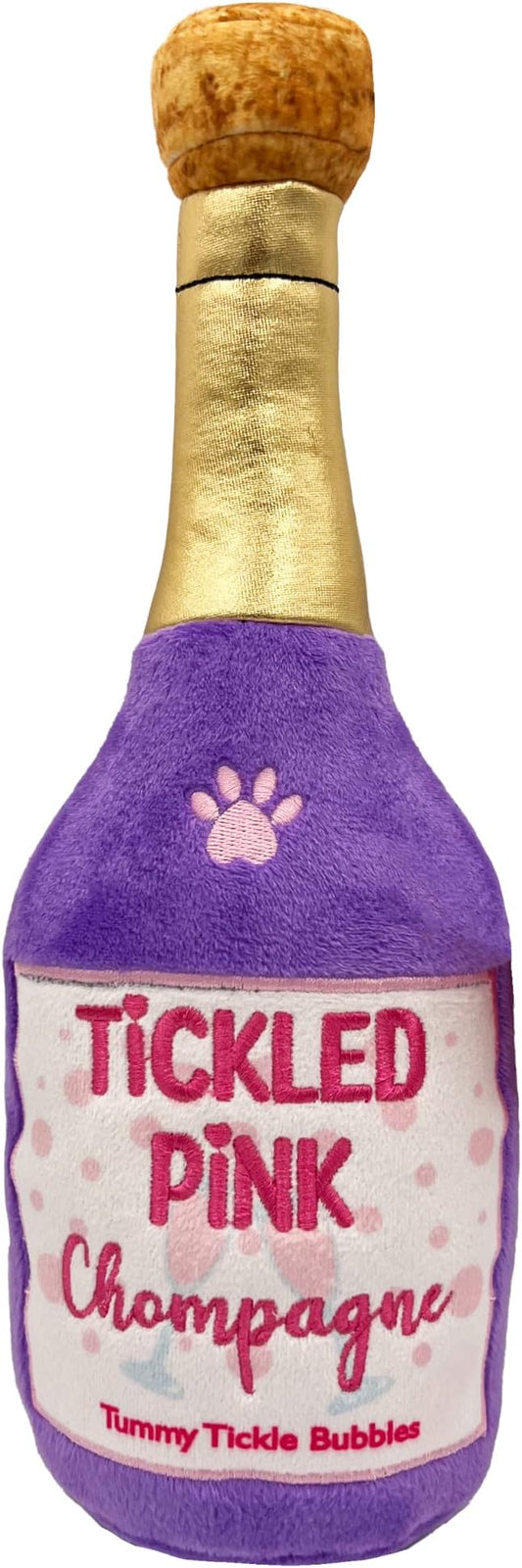 Huxley & Kent Tickled Pink Chompagne Valentine's Day Power Plush Dog Toy with Squeaker (Large) - Funny and Cute H&K Squeaky Toy for Dogs