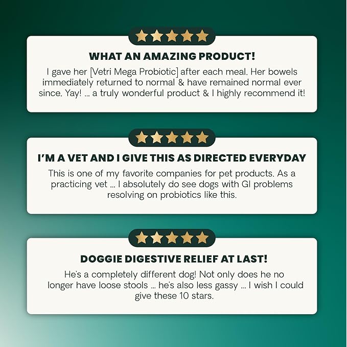 VetriScience Extra Strength Gut Health Probiotic & Prebiotic Digestive Supplements for Dogs & Cats, Gas & Diarrhea & Immune Support, Easy-Open Capsules, 180 Count - New Look