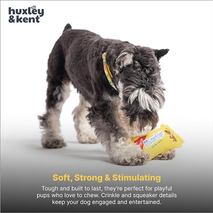 Huxley & Kent Funny Dog Toy w/Squeaker – Power Plush Squeaky Dog Toys for Small Dogs – Durable Small Stuffed Animal for Indoor Play & Fetch - Tiny Tuff Mutterfinger