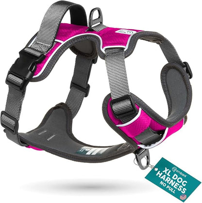 Embark Adventure Dog Harness, Reflective Trim XL Dog Harness for Extra Large Dogs No Pull - Military Grade Nylon, 2 Leash Clips & Gel Lined Handle.