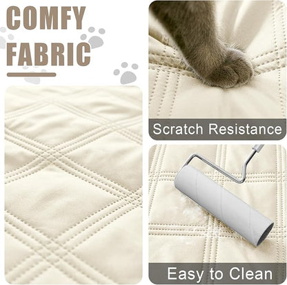 Smiry Waterproof Dog Bed Cover Blanket 40x80, Soft Reversible Pet Blanket, Washable Leakproof Cats Dogs Couch Cover for Sofa, Couch, Furniture, Lattice, Beige/Beige