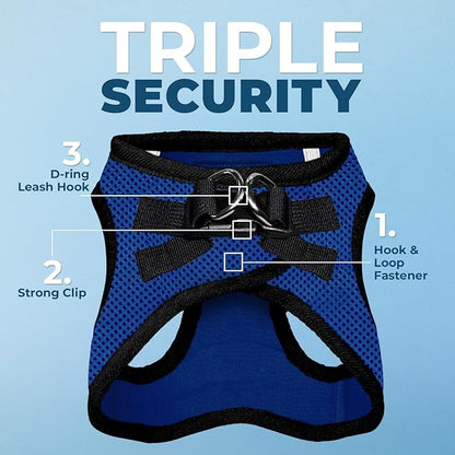 Best Pet Supplies Voyager Step-in Air Harness - All Weather Mesh, Reflective, No Pull Harness for Dogs, Cats - Secure with Hook & Loop Fastener, Buckle, Double D-Rings - Royal Blue/Black Trim, XL
