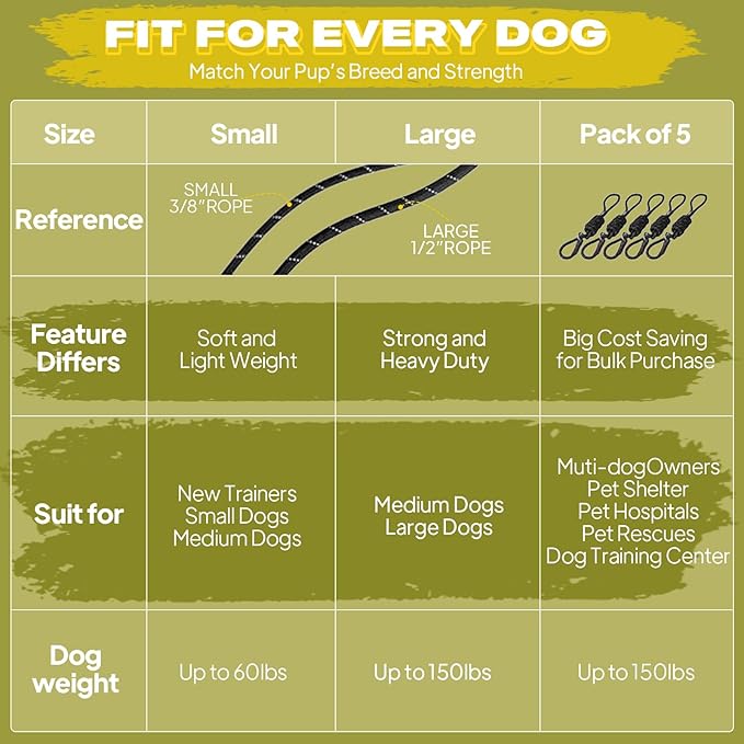 Fida Durable Slip Lead Dog Leash, 6 FT x 3/8" Heavy Duty Comfortable Strong Rope Slip Lead for Small Dogs and Puppies, No Pull Pet Training Lead with Highly Reflective(3/8", Black)