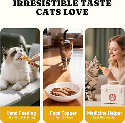 PETASTY Squeezable Stick Lickable Cat Treats, Grain-Free, Chicken Soft Creamy Puree with Vitamin E, High Protein Wet Cat Treat, No Artificial Additives for Daily Interactive Training Reward, 20 Tubes