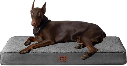 EHEYCIGA Orthopedic XXL Dog Beds for Jumbo Dogs with Removable Washable Cover for Crate, Grey, 47x29