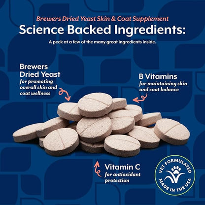 NaturVet Brewers Dried Yeast Formula with Garlic Flavoring Plus Vitamins for Dogs and Cats, Chewable Tablets, Made in The USA with Globally Source Ingredients 1000 Count