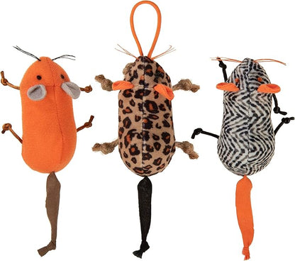 Instincts by SmartyKat 3-Pack HappyNip Safari Sneakers Plush Interactive Cat Toys, Contains Catnip & Silvervine - Multicolor, 3-Pack