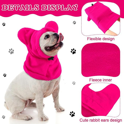Clysee Winter Dog Hats Quiet Ears for Dogs Ear Muffs Pet Neck Warmer Scarf Hoodie Noise Protection Cover Beanie Head Wrap Costume for Pet Dog Cats(Rose Red,S)