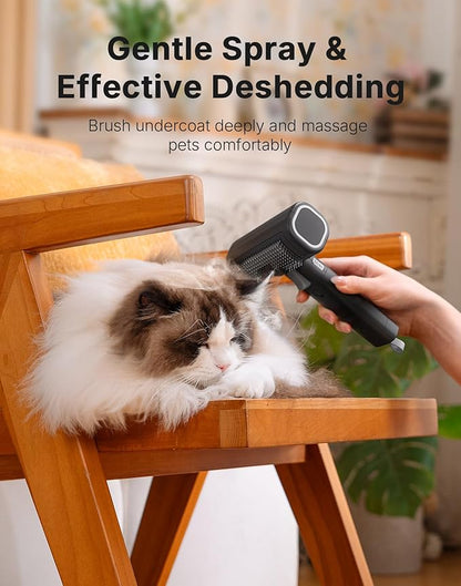 WOWOOF PET Pet Steam Brush for Indoor Cats & Dogs Grooming, Spray Hair Removal Comb for Massaging, Deshedding & Dander, Water Brush for Long & Short Haired Pets Spritz Defur Comb