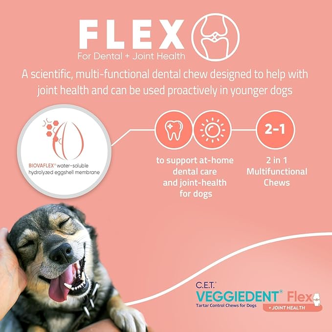 Virbac C.E.T. VEGGIEDENT Flex Tartar Control Chews for Dogs - Large